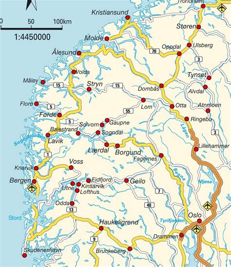 map of southern norway with cities